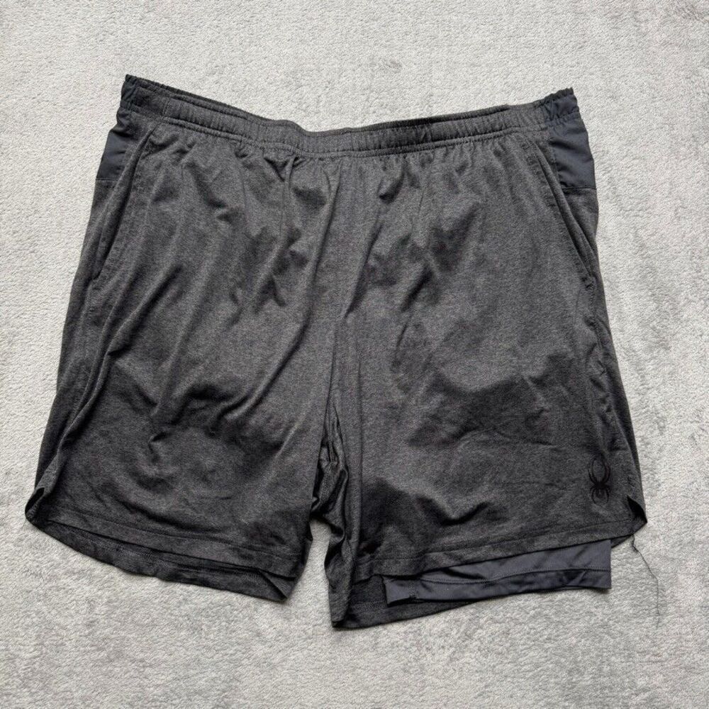 Spyder Active Pro Web Shorts 2XL‎ Mens Gray Compression Lined Training Gym